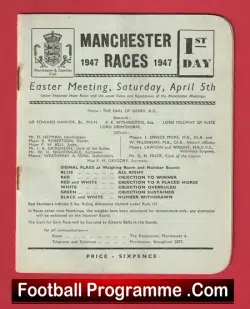 Manchester Races Official Horse Race Meeting Programme Salford 1947