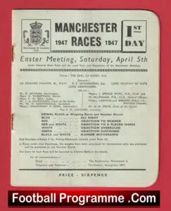 Manchester Races Official Horse Race Meeting Programme Salford 1947