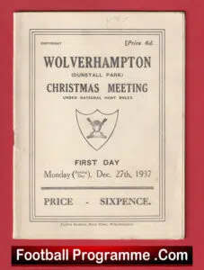 Wolverhampton Official Horse Race Meeting Programme Dunstall Park 1937