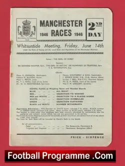 Manchester Races Official Horse Race Meeting Programme Salford 1946
