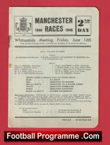 Manchester Races Official Horse Race Meeting Programme Salford 1946