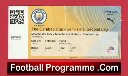 Manchester City v Manchester United 2020 - Semi Final Ticket - Image 2