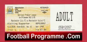 Manchester City v Manchester United 2012 – Match Ticket