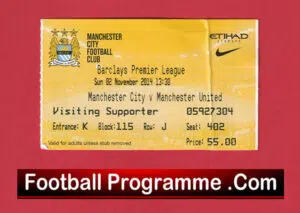 Manchester City v Manchester United 2014 – Match Ticket