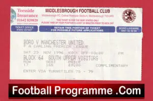 Middlesbrough v Manchester United 1996 – Match Ticket