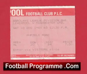Liverpool v Manchester United 1989 – Match Ticket