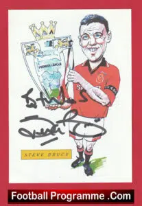 Manchester United Steve Bruce Autograph Signed Picture Man Utd
