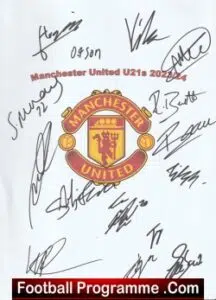 Manchester United Multi Signed Autographed Under 21 U21 Team 2023/24