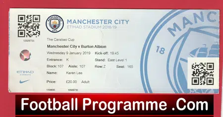 Manchester City v Manchester United 2019 - League Cup Match Ticket - Image 2