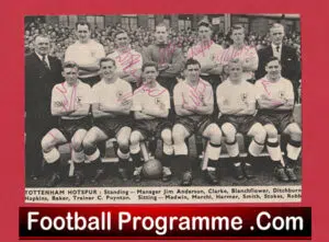 Tottenham Hotspur Football Club Multi Autographed Signed Team Picture 1950’s