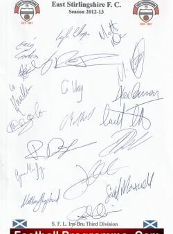 East Stirlingshire Football Club Multi Autographed Signed Team 2012 – 2013