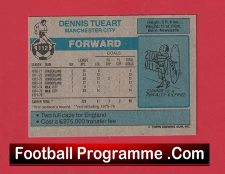 Manchester City Dennis Tueart Autograph Football Card - Image 3
