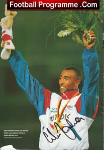 Colin Jackson Signed Picture 110 Meter Gold Medal Winner