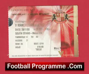 Sunderland v Manchester United 2000 – Match Ticket