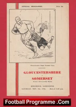 Gloucestershire v Somerset 1946 - Kingsholm Rugby Programme