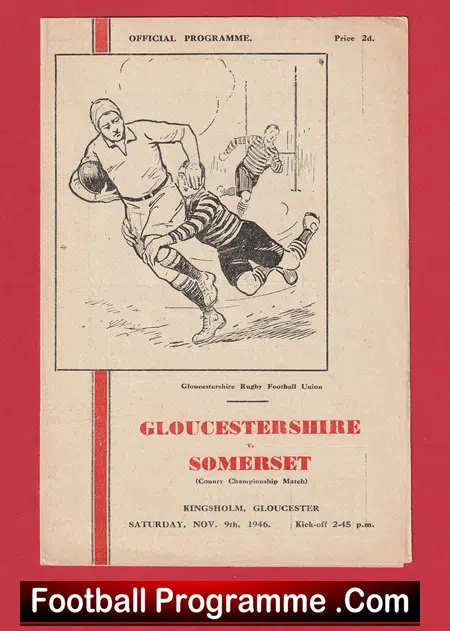 Gloucestershire v Somerset 1946 - Kingsholm Rugby Programme - Image 2