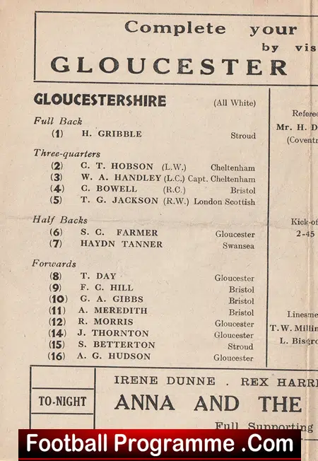 Gloucestershire v Somerset 1946 - Kingsholm Rugby Programme - Image 3
