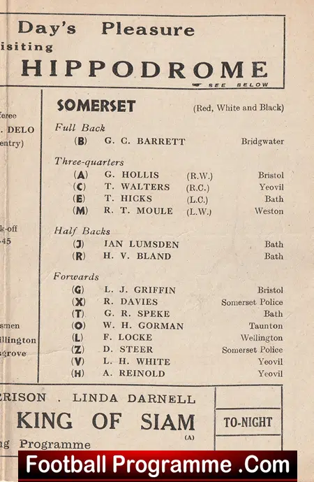 Gloucestershire v Somerset 1946 - Kingsholm Rugby Programme - Image 4