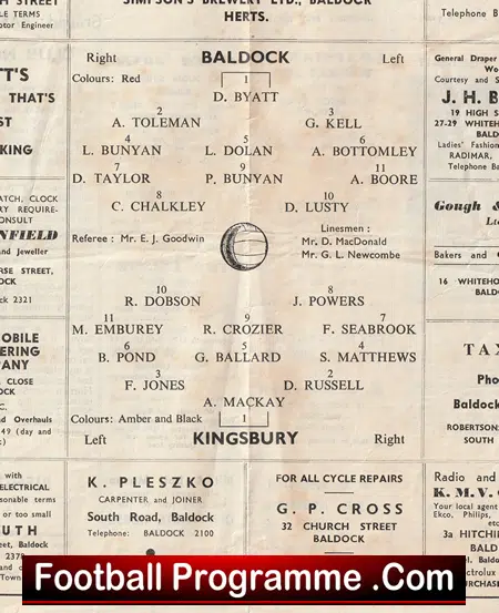 Baldock Town v Kingsbury 1957 - Parthenon League - Image 3
