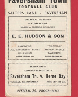 Faversham Town v Herne Bay 1961 – 1960s Football Programme