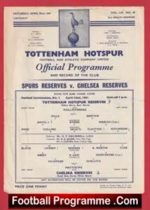 Tottenham Hotspur v Chelsea 1961 – Reserves Match