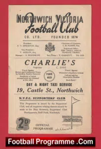 Northwich Victoria v Tranmere Rovers 1954 – 1950s Programme