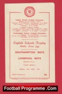 Southampton Boys v Liverpool Boys 1954 – Trophy Cup Final First Leg