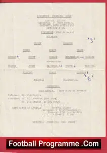 Liverpool v WBA 1965 – Central League Reserves Match