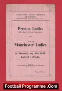 Preston Rangers Ladies v Manchester United Ladies 1953 at Castletown