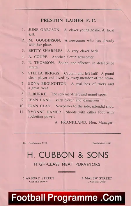 Preston Rangers Ladies v Manchester United Ladies 1953 at Castletown - Image 3