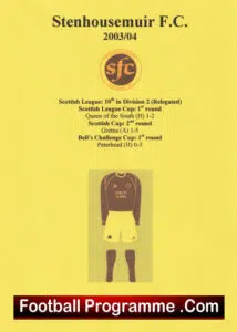 Stenhousemuir Football Club Multi Autographed Signed Team 2003 2004
