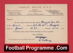 Farsley Celtic Football Club Team Official Players Selection Card 1950 – C4