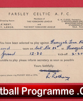 Farsley Celtic Football Club Team Official Players Selection Card 1950 – C4