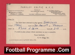 Farsley Celtic Football Club Team Official Players Selection Card 1951 – C14