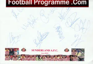 Sunderland Football Club Multi Autographed Sheet 2002 2003