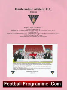 Dunfermline Athletic Football Club Multi Autographed Sheet 2008 2009
