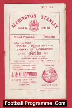 Accrington Stanley v East Fife 1954 – Opening Of Floodlights