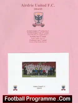 Airdrie United Football Club Multi Autographed Sheet 2004 2005