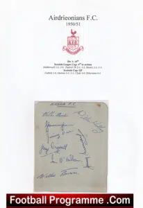 Airdrieonians Aidrie Football Club Multi Signed Autographed Sheet 1950 – 1951