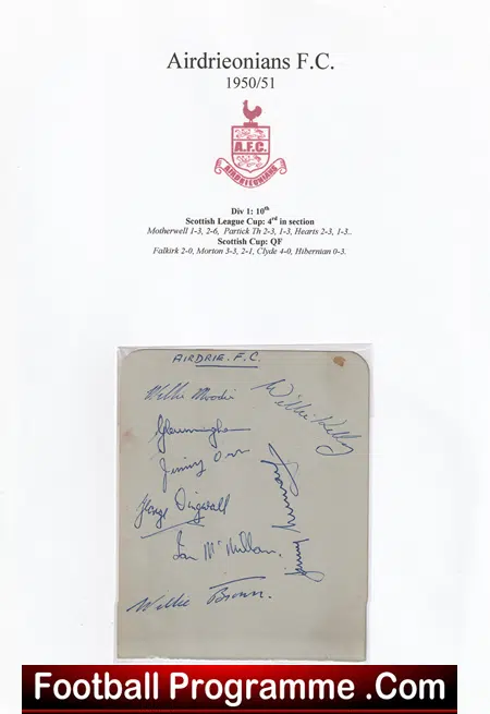 Airdrieonians Aidrie Football Club Multi Signed Autographed Sheet 1950 - 1951 - Image 2