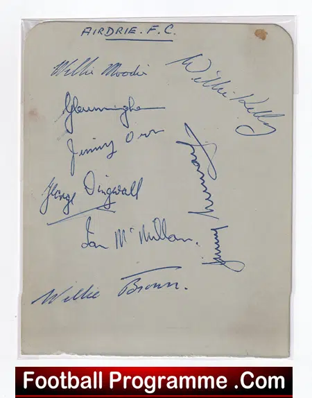Airdrieonians Aidrie Football Club Multi Signed Autographed Sheet 1950 - 1951 - Image 3