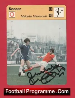 Arsenal Newcastle United Malcolm Macdonald Signed Autograph Soccer Card