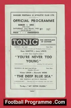 Bangor v Ards 1956 - Irish Football Programme - football programme