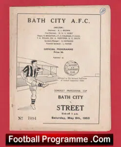 Bath City v Street 1953 – Somerset Professional Cup