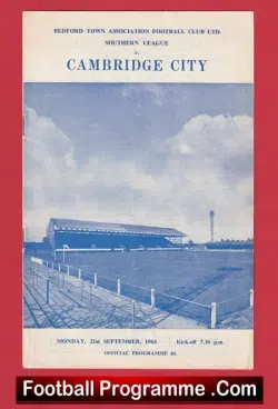Bedford Town v Cambridge City 1964 - 1960's - football programme