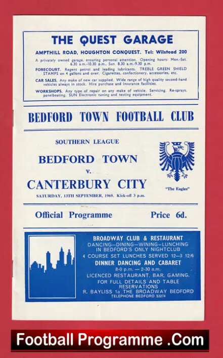 Bedford Town v Canterbury City 1969 – 1960’s