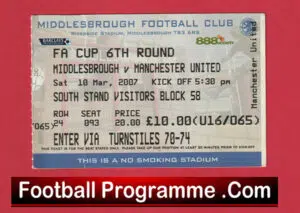 Blackburn Rovers v Manchester United 2007 – Football Ticket