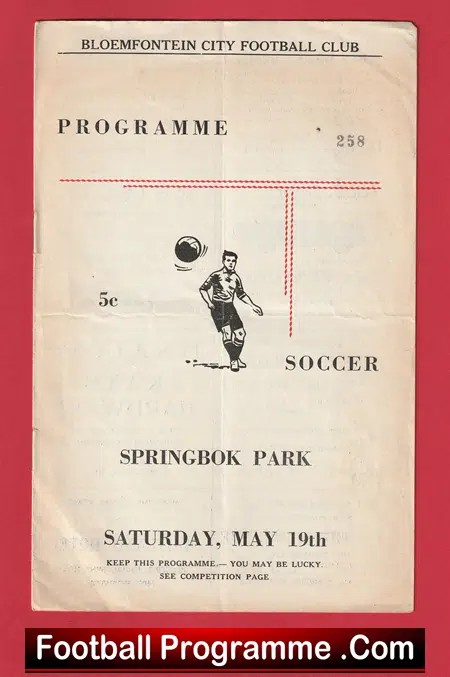 Bloemfontein City v Transvaal Jewish Guild 1962 - South Africa Football Soccer - Image 2