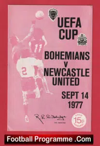 Bohemian v Newcastle United 1977 – UEFA Cup Programme