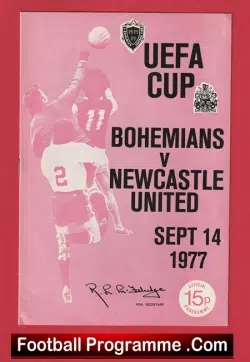 Bohemian v Newcastle United 1977 – UEFA Cup Programme